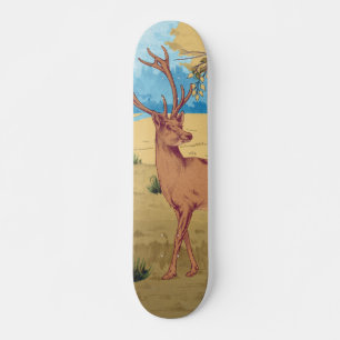Deers in Forest Vintage Animal Skateboard