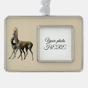 Deers in love silver plated framed ornament