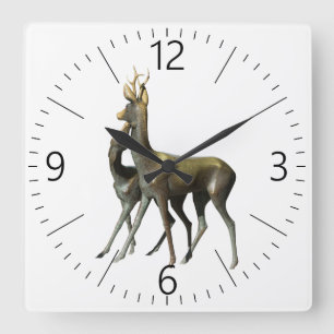 Deers in love square wall clock