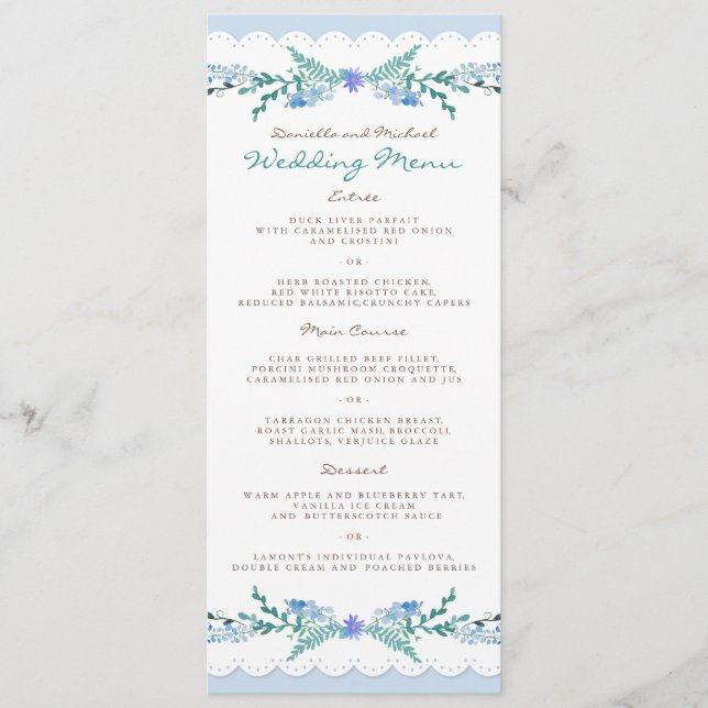 Deers in Love Woodland Winter Wedding Menu Card (Front)