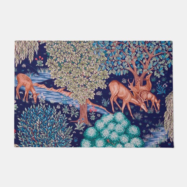 Deers in The Forest, William Morris Doormat (Front)