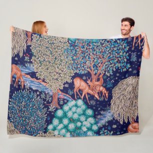 Deers in The Forest, William Morris Fleece Blanket