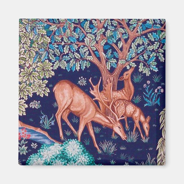 Deers in The Forest, William Morris Magnet (Front)
