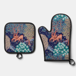 Deers in The Forest, William Morris Oven Mitt & Pot Holder Set