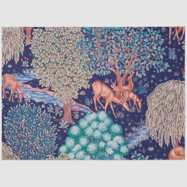 Deers in The Forest, William Morris Tissue Paper (Front)