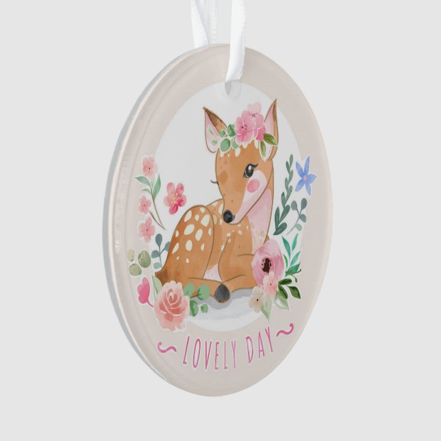Deers Lovely Day Outside Among Beautiful Flowers  Ornament (Front)