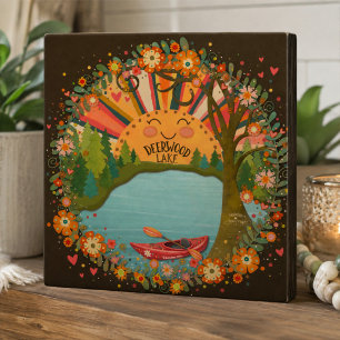 Deerwood Lake Floral Kayak Colourful Plaque