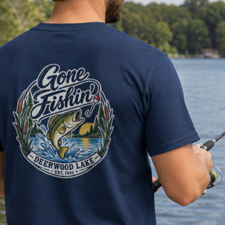 Deerwood Lake Gone Fishing Lake Life T-Shirt