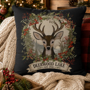 Deerwood Lake Rustic Woodland Christmas Deer Cushion
