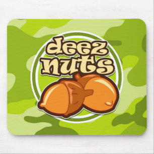 Deez Nuts; bright green camo, camouflage Mouse Mat