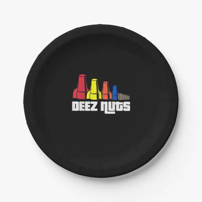 Deez Nuts Electrician Gift Paper Plate (Front)
