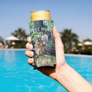 Deez Nuts Funny Squirrel Photo Adult Humour Seltzer Can Cooler