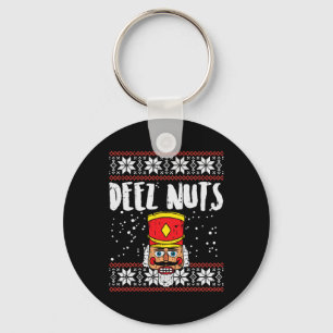 Deez Nuts Nutcracker Fun Ugly Christmas  Meme Gift Key Ring