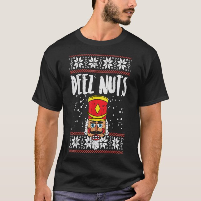 Deez Nuts Nutcracker Funny Ugly Christmas Sweater (Front)