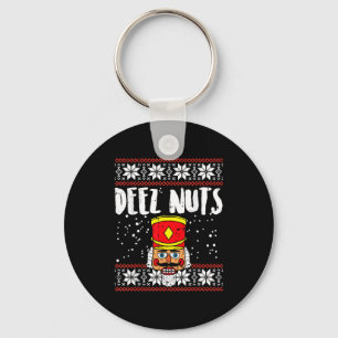Deez Nuts Nutcracker Funny Ugly Christmas Sweater Key Ring