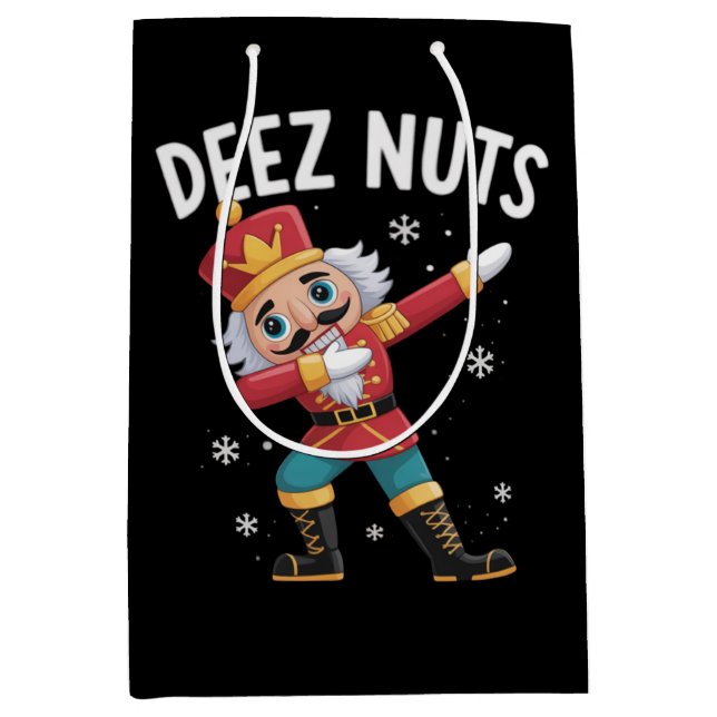 Deez Nuts Nutcracker Nut Funny Christmas  Medium Gift Bag (Front)