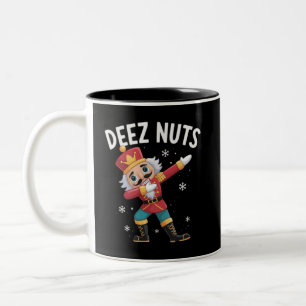 Deez Nuts Nutcracker Nut Funny Christmas Two-Tone Coffee Mug