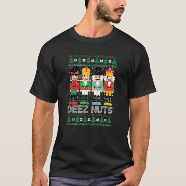 Deez Nuts Nutcracker Ugly Christmas Sweater Funny  (Front)