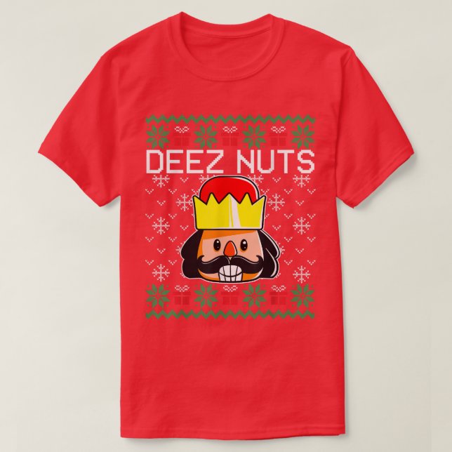 Deez Nuts Nutcracker Ugly Christmas Sweater Funny  (Design Front)