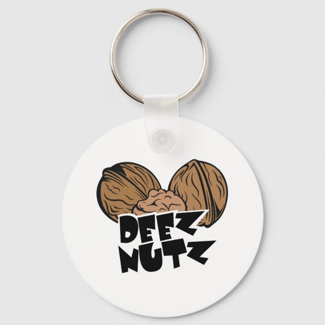 Deez Nutz Funny Illustration Key Ring (Front)