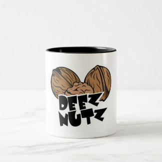 Deez Nutz Funny Illustration Two-Tone Coffee Mug