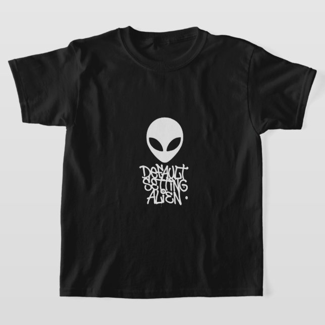 Default Setting Alien (Style 1 Black) T-Shirt (Laydown)