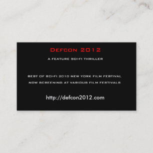 Defcon 2012, A FEATURE SCI-FI THRILLER Business Card