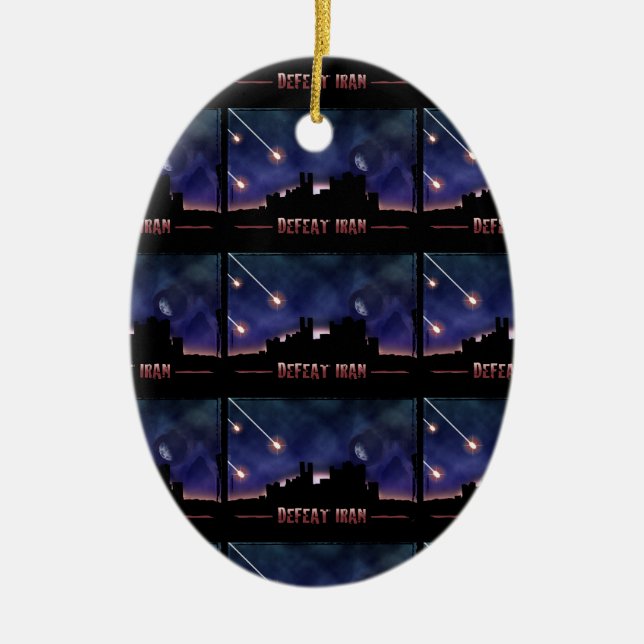 Defeat Iran Ceramic Tree Decoration (Front)