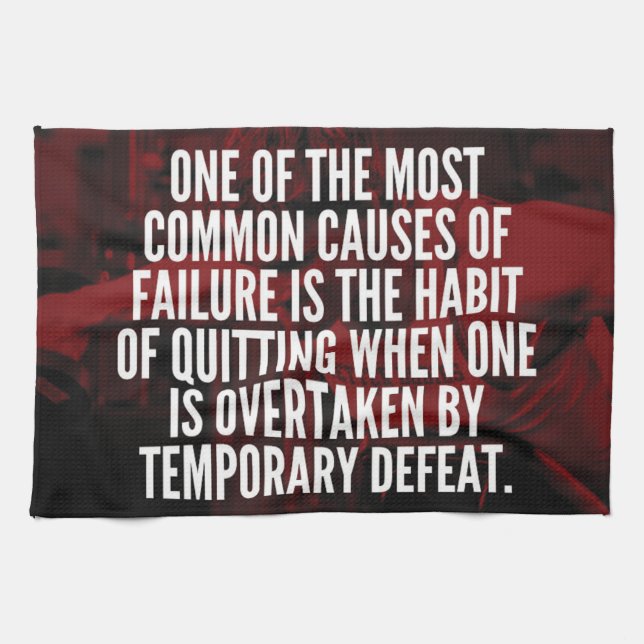 Defeat Is Temporary - Workout Motivational Tea Towel (Horizontal)