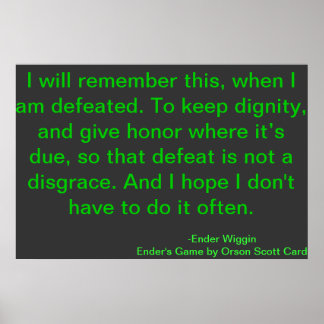 Defeat Motivational Quote Orson Scott Card Poster
