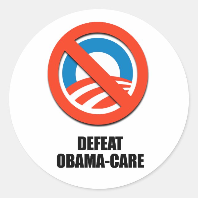 Defeat Obama-care Classic Round Sticker (Front)