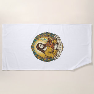 Defeated Jesus Smoking Burnt Toast Breakfast Kitch Beach Towel