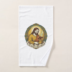 Defeated Jesus Smoking Burnt Toast Breakfast Kitch Hand Towel