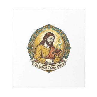 Defeated Jesus Smoking Burnt Toast Breakfast Kitch Notepad