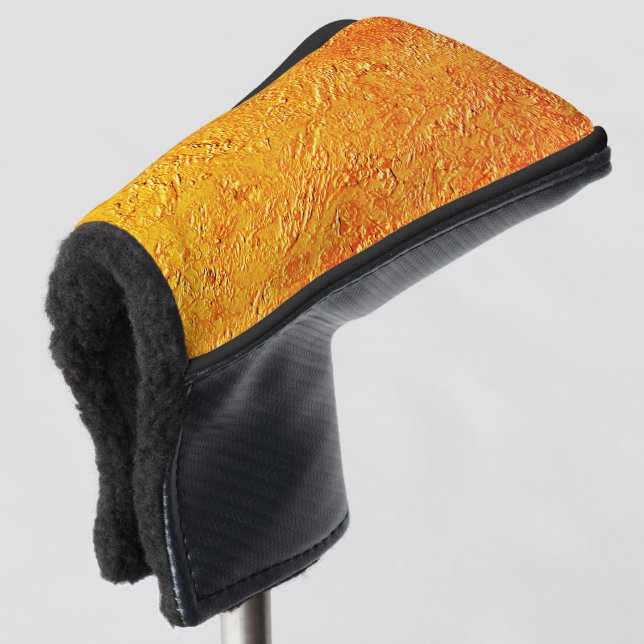 Defective wall with yellow and orange texture golf head cover (3/4 Front)