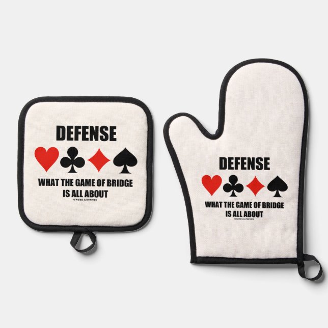 Defence What The Game Of Bridge Is All About Oven Mitt & Pot Holder Set (Front)