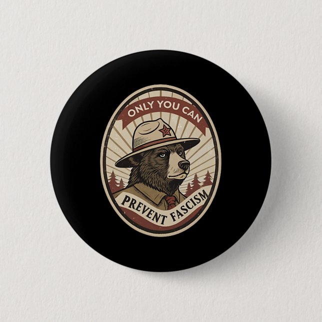 Defend Democracy - Clic Only You Can Prevent Facis 6 Cm Round Badge (Front)