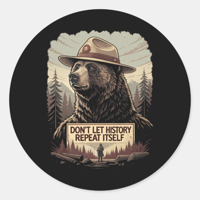 Defend Democracy - Don't Let History Repeat Itself Classic Round Sticker (Front)
