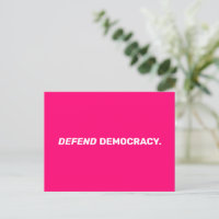Defend democracy modern typography hot pink