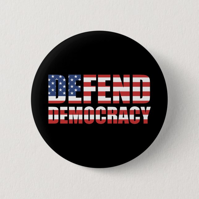 Defend Democracy Pro-Democracy Voting Rights 6 Cm Round Badge (Front)