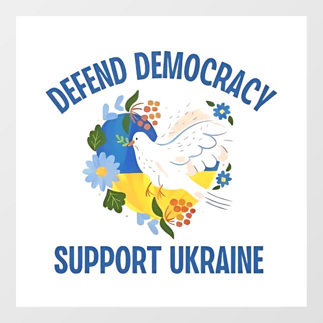 Defend Democracy Support Ukraine American Window Cling (Sheet)