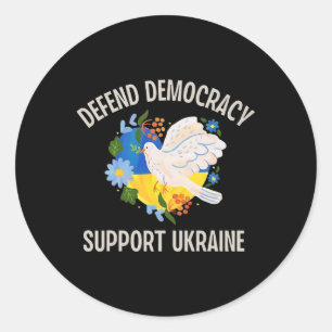 Defend Democracy Support Ukraine Classic Round Sticker