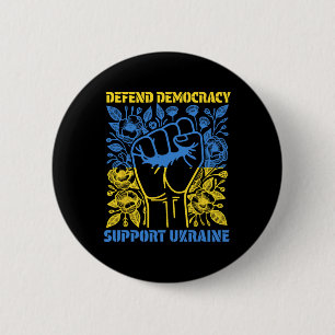 Defend Democracy Support Ukraine Peace Stand With 6 Cm Round Badge