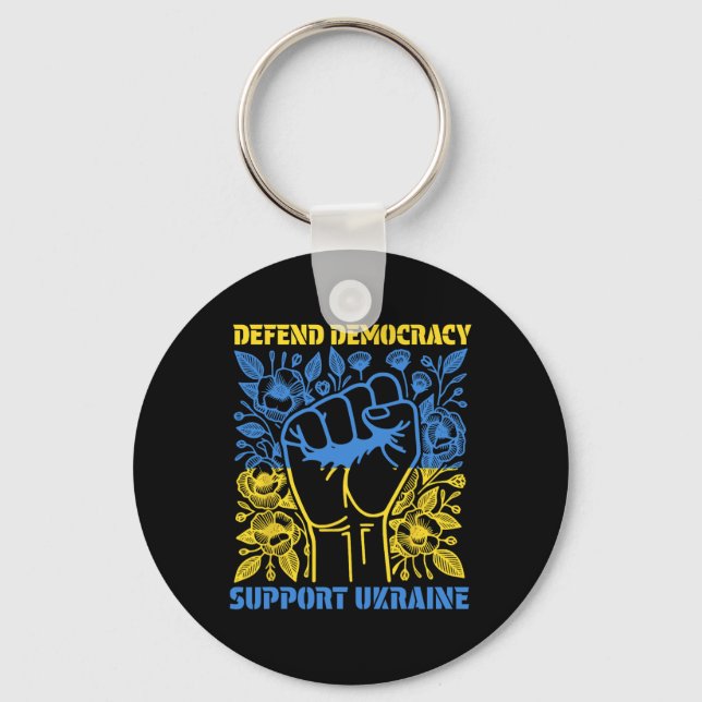 Defend Democracy Support Ukraine Peace Stand With  Key Ring (Front)