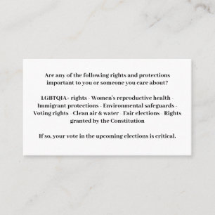 Defend Democracy - Vote Blue Business Card