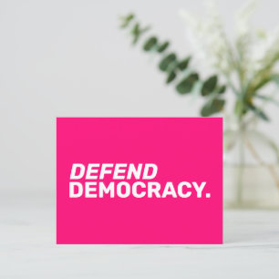 Defend democracy women rights pro choice hot pink postcard