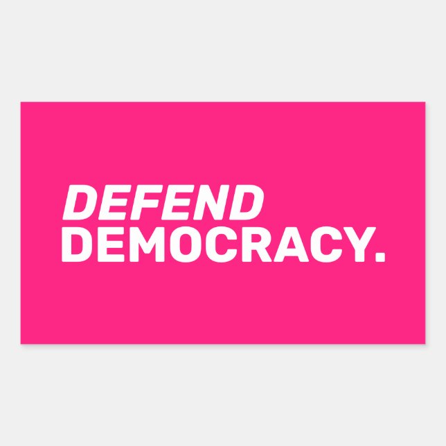 Defend democracy women rights pro choice hot pink rectangular sticker (Front)