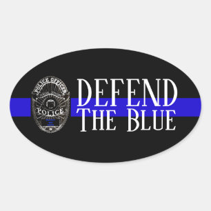 DEFEND THE BLUE POLICE SUPPORT OVAL BUMPER STICKER
