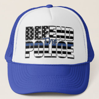 DEFEND-THE-POLICE-Blue Line Trucker Hat