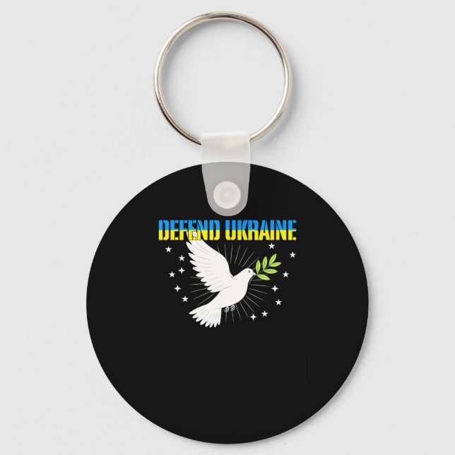 Defend Ukraine Peace Dove  Key Ring (Front)